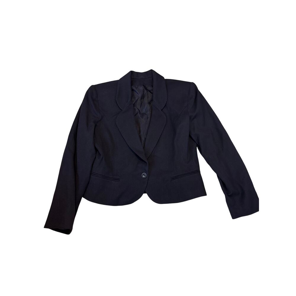 Vintage Talbots 100% Wool Navy Blue Blazer & Pencil Skirt Suit Set Size 10 USA - Picture 2 of 11